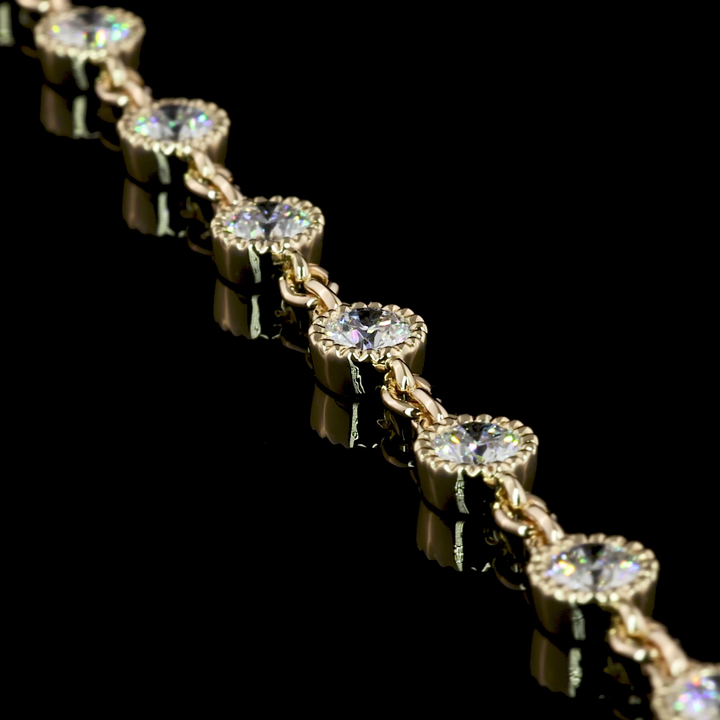 14k Yellow Gold Bezel Lab Grown Diamond Necklace