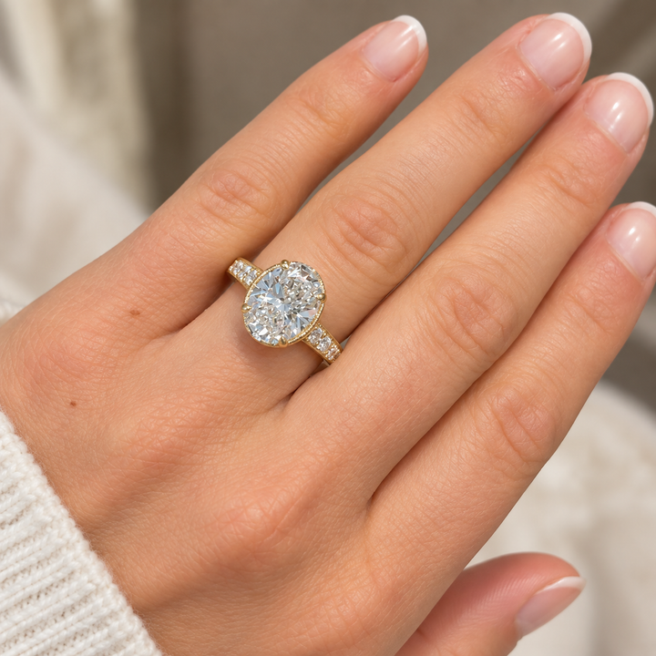 14k Yellow Vintage Style Oval Engagement Ring