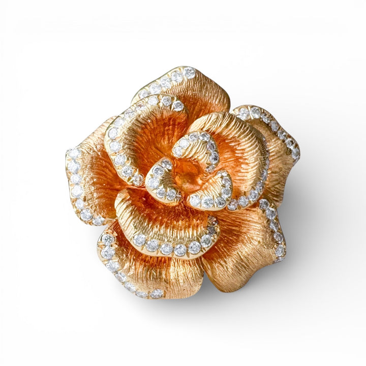 18k Yellow Gold Rose Diamond Estate Ring