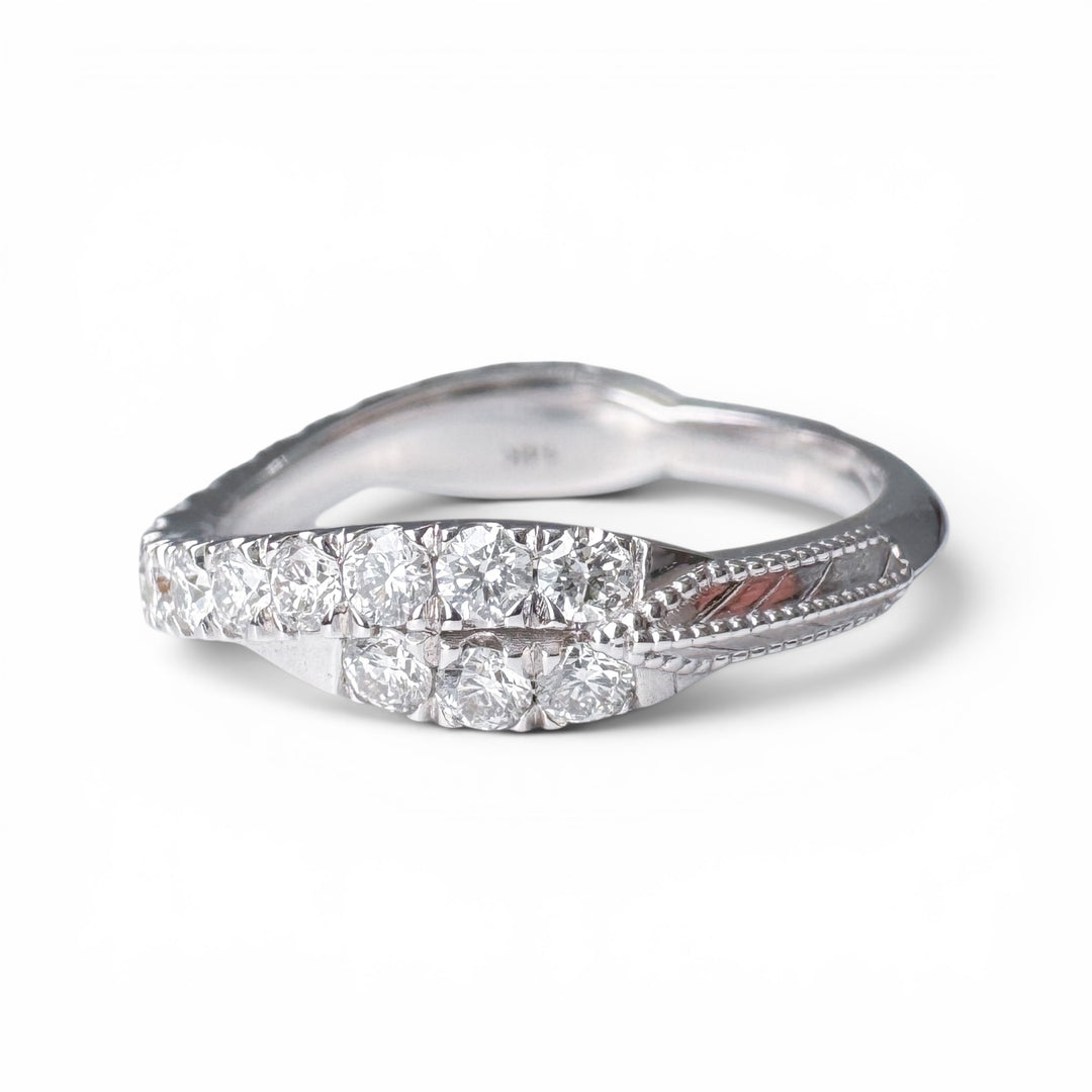 14k White Gold Curve Diamond Wedding Band