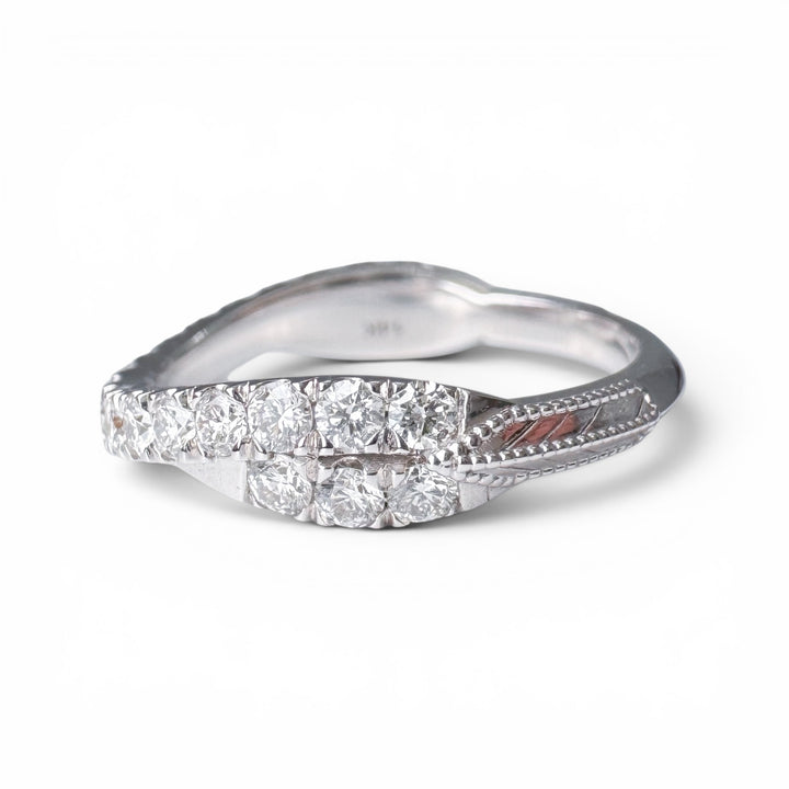 14k White Gold Curve Diamond Wedding Band