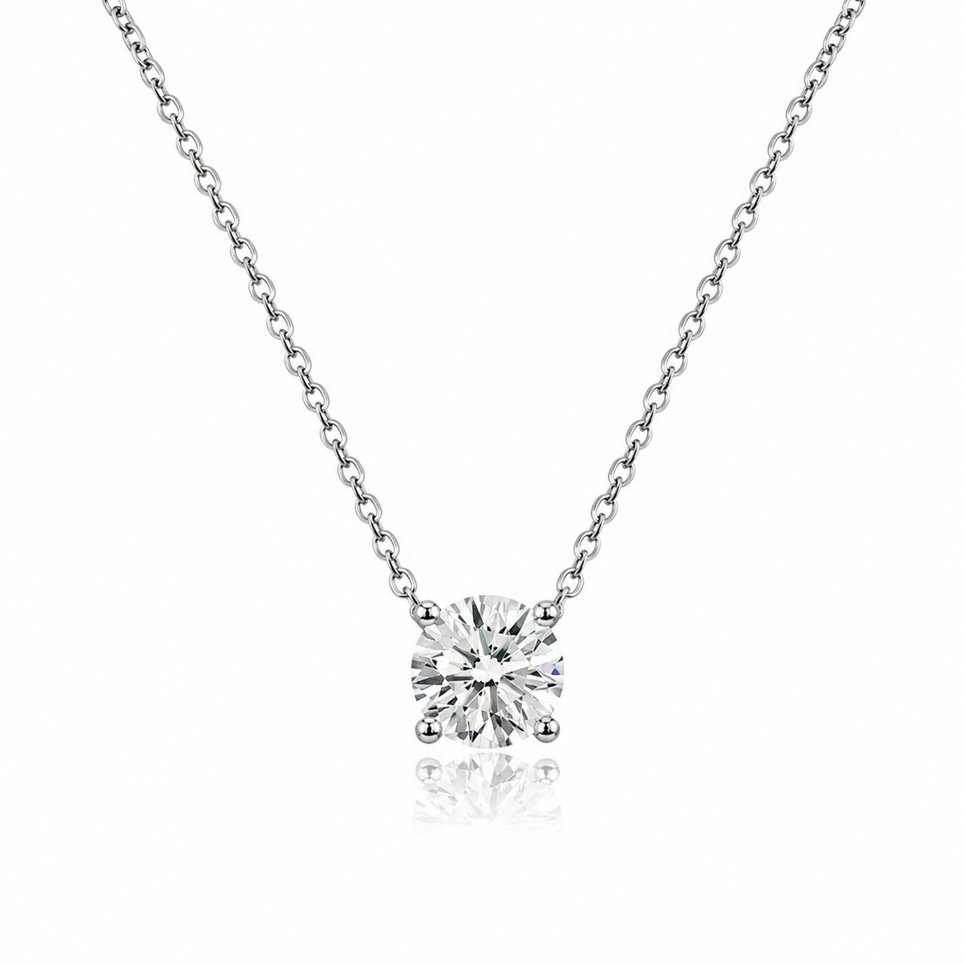 14k White Gold Four Prong 0.51ct Lab Diamond Pendant