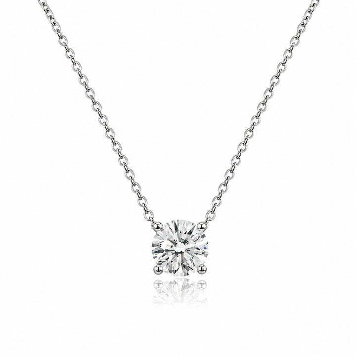 14k White Gold Four Prong 0.51ct Lab Diamond Pendant