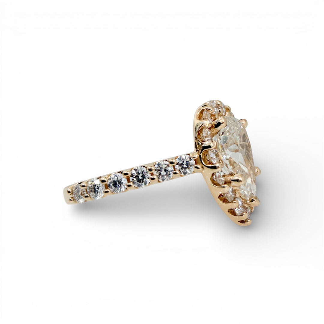 14k Yellow Gold Halo Pear Engagement Ring