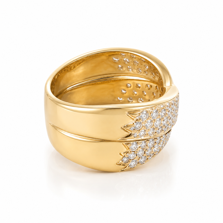 14k Yellow Criss Cross Diamond Estate Ring