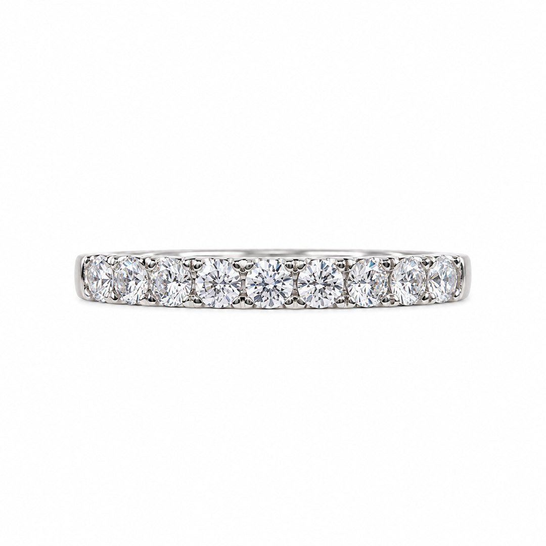 14k White Gold Prong Set 0.65ctw Round Diamond Wedding Band