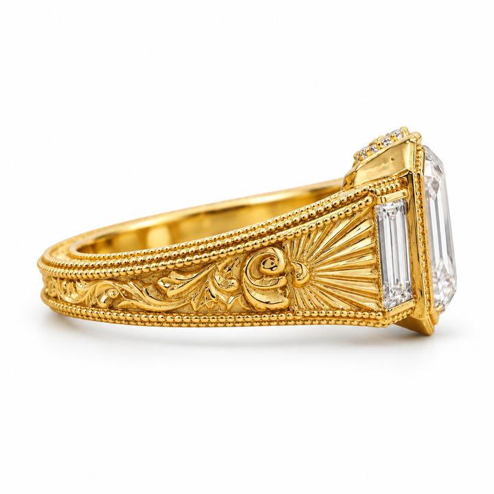 18k Yellow Vintage Inspired Lab Grown Diamond Engagement Ring