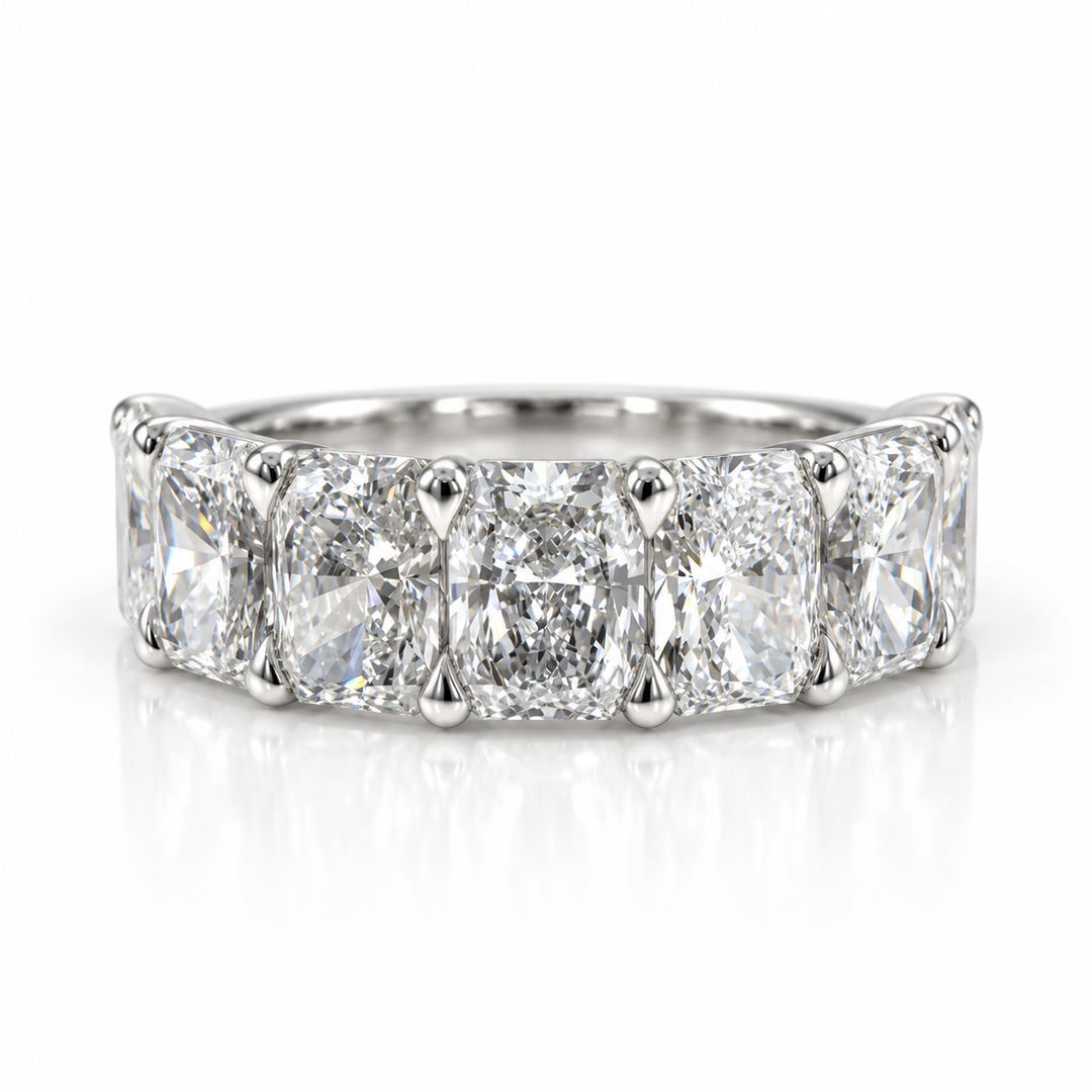 14k White Radiant Lab Grown Diamond Wedding Band