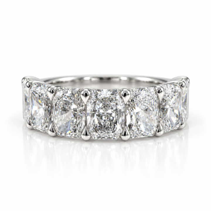 14k White Radiant Lab Grown Diamond Wedding Band