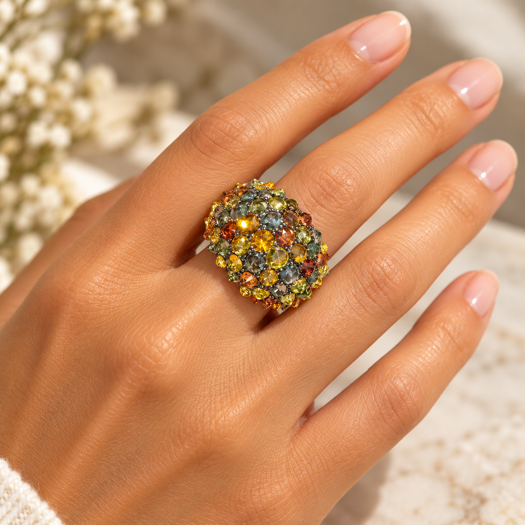 14k Yellow Dome Gemstone Estate Ring