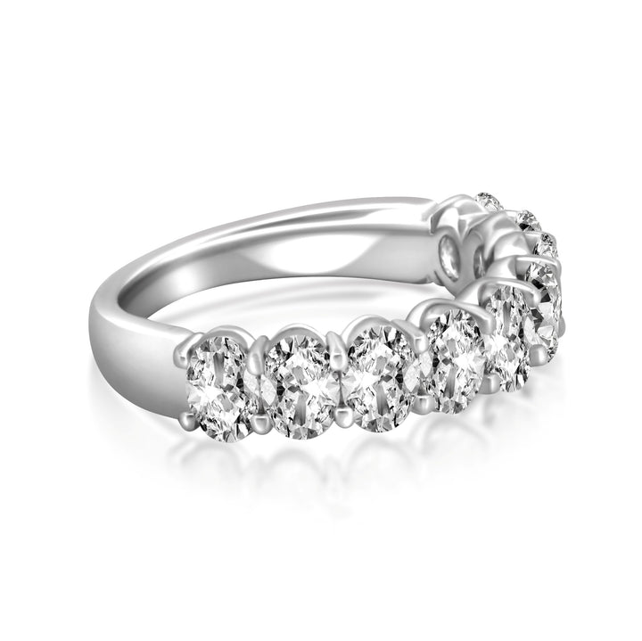 Platinum  Common Prong Lab Grown Oval Diamond Wedding Band