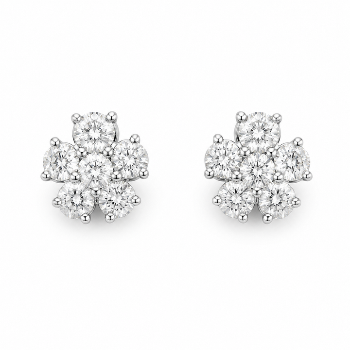 14k White Flower Estate Earrings
