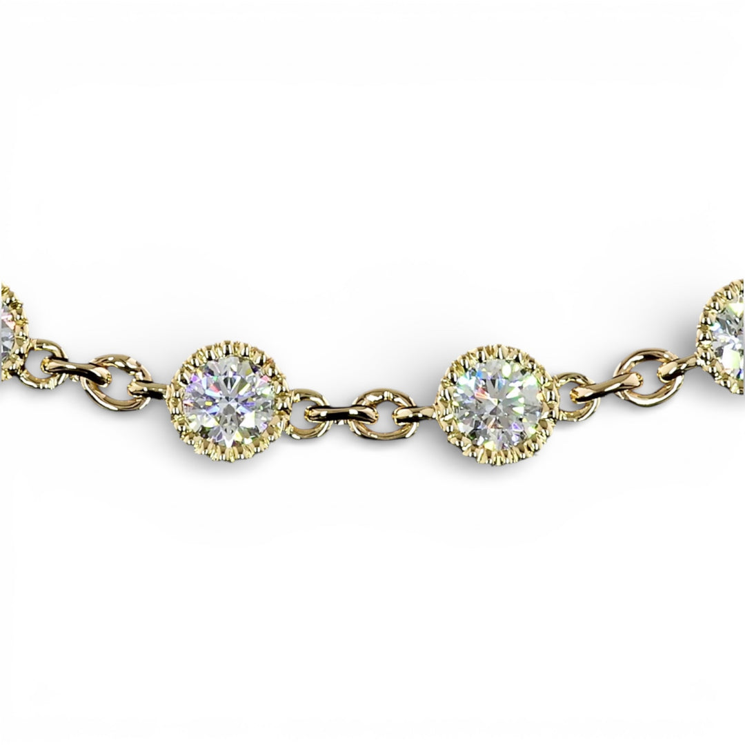 14k Yellow Gold Bezel Lab Grown Diamond Necklace