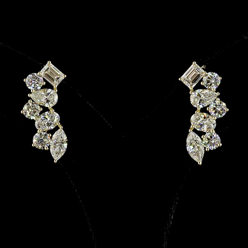 14k Yellow Gold Lab Grown Diamond Climber Earrings