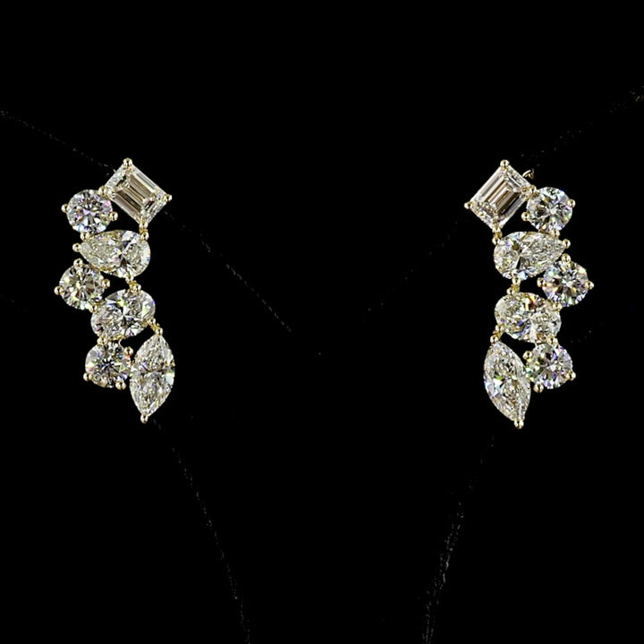 14k Yellow Gold Lab Grown Diamond Climber Earrings