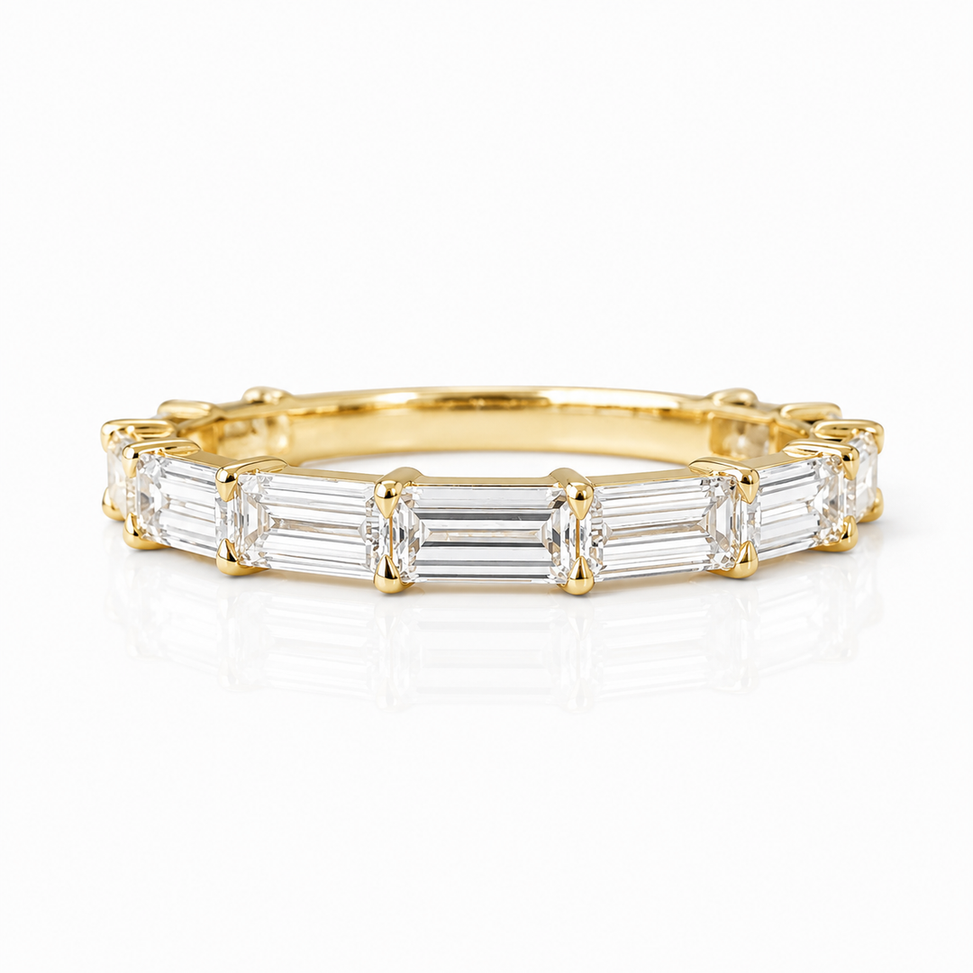 14k Yellow Gold Baguette Lab Grown Diamond Wedding Band