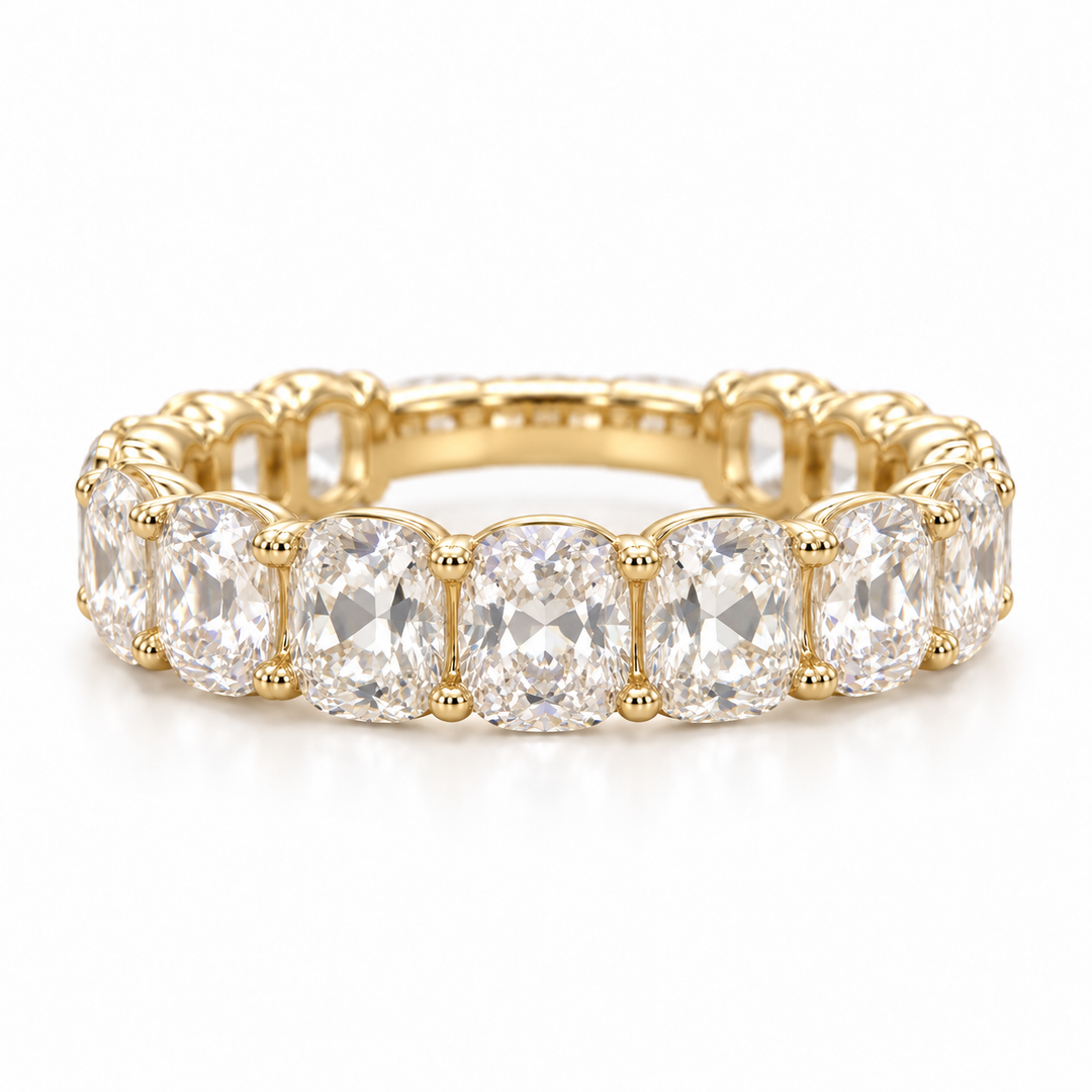 14k Yellow 3.06ctw Cushion Lab Grown Diamond Wedding Band