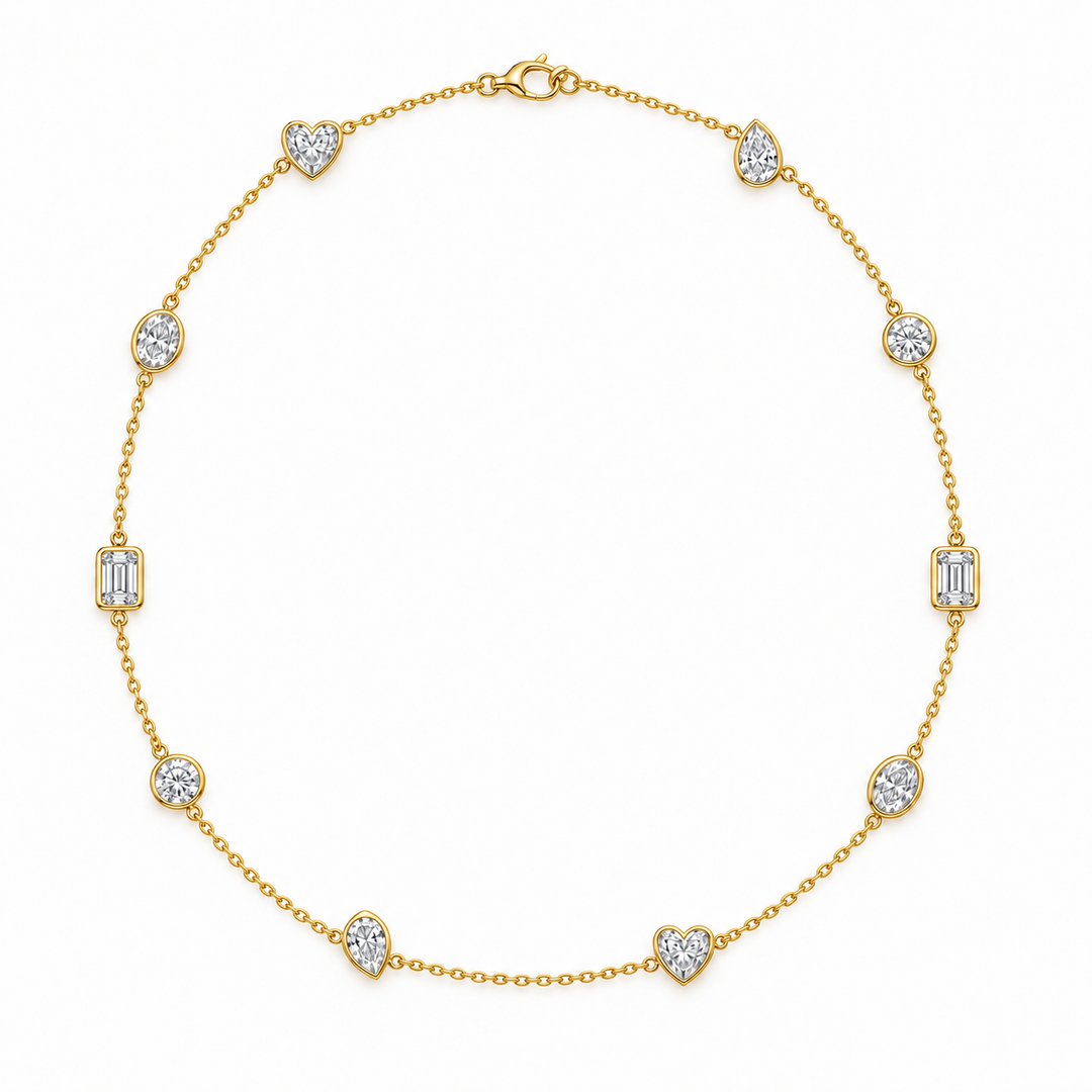 14k Yellow Bezel Station Lab Grown Diamond Necklace