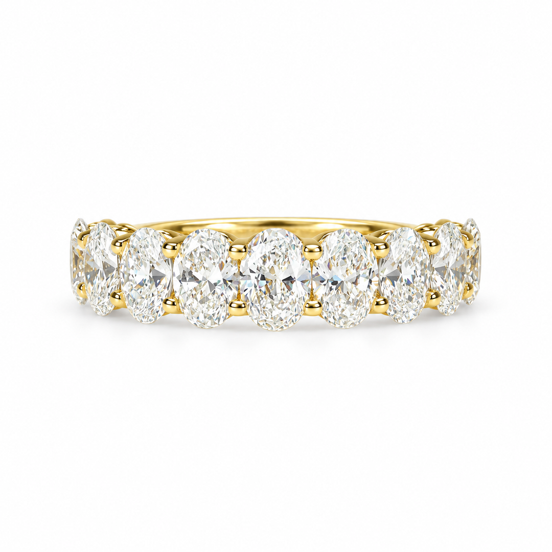 10k Yellow Gold Prong Set 2.11ctw Oval Lab Grown Diamond Wedding Band