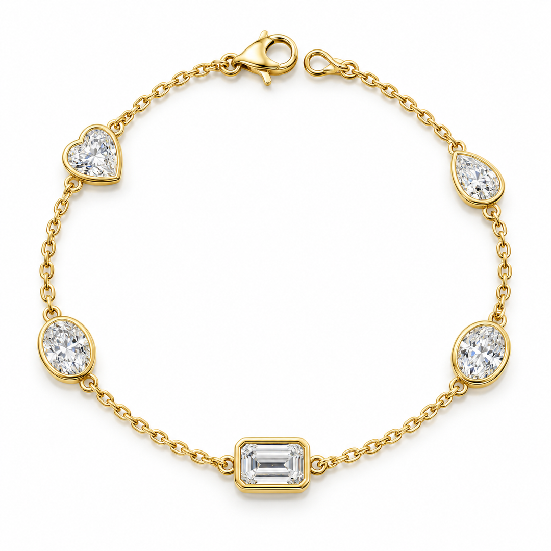14k Yellow Lab Grown Diamond Station Bracelet 2.01 cttw