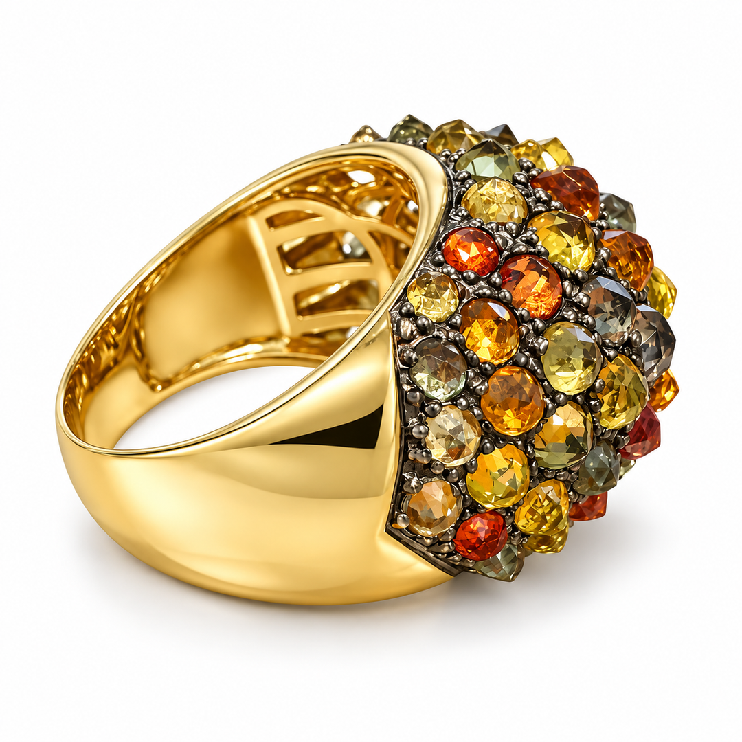 14k Yellow Dome Gemstone Estate Ring