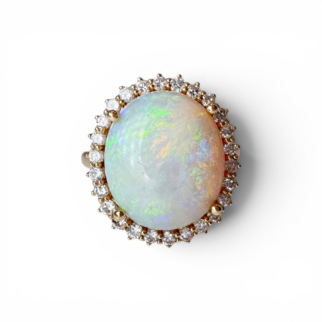 14k Yellow Gold Opal Gemstone Ring