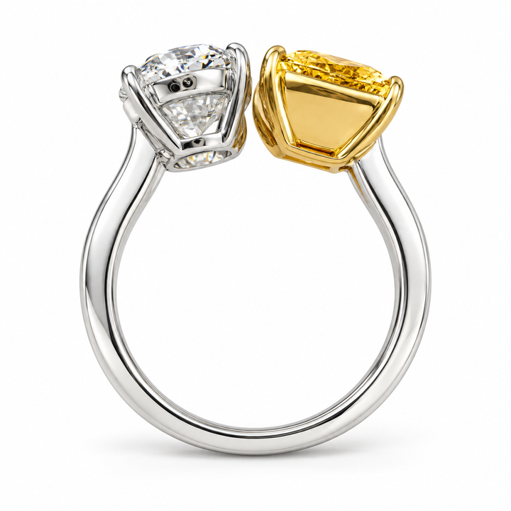 14k White 2 Stone Lab Grown Diamond Ring