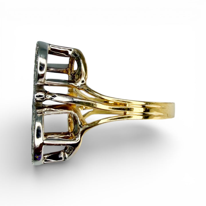 14k Two Tone Initial Estate Ring