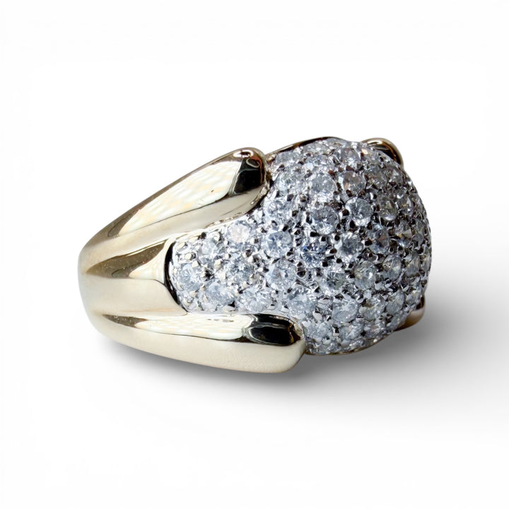 14k Yellow Gold Cluster Diamond Estate Ring