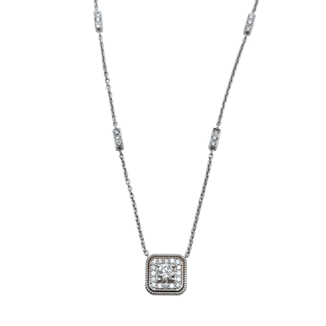 14k White Gold Fancy Link Diamond Necklace