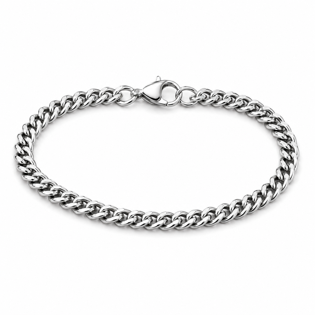 14k White Gold Curb Bracelet