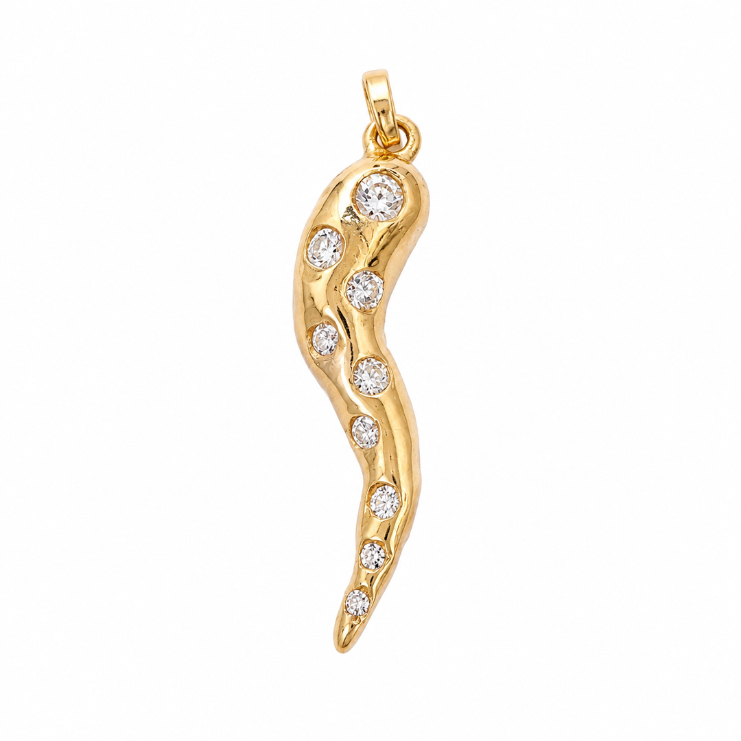 14k Yellow Diamond Italian Horn
