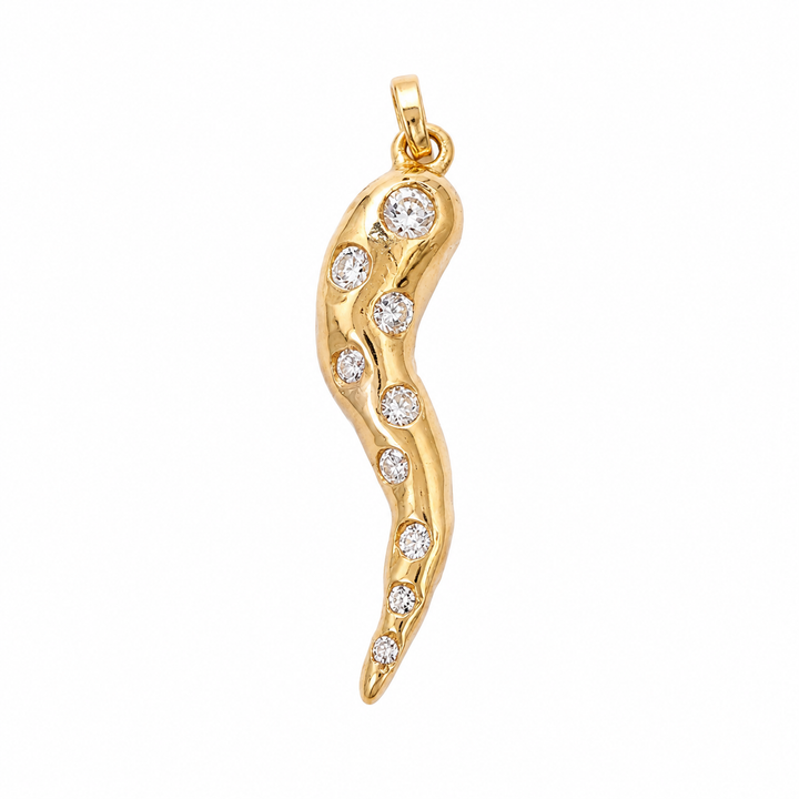 14k Yellow Diamond Italian Horn