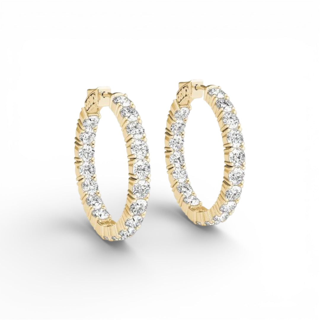 14k Yellow Gold Small Hoop Diamond Earrings