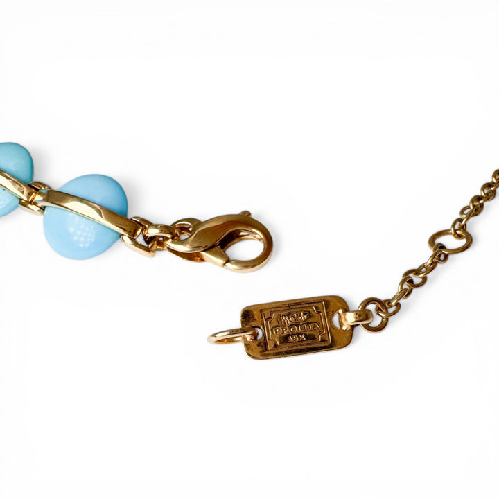 18k Yellow Gold Estate Turquoise Designer Necklace