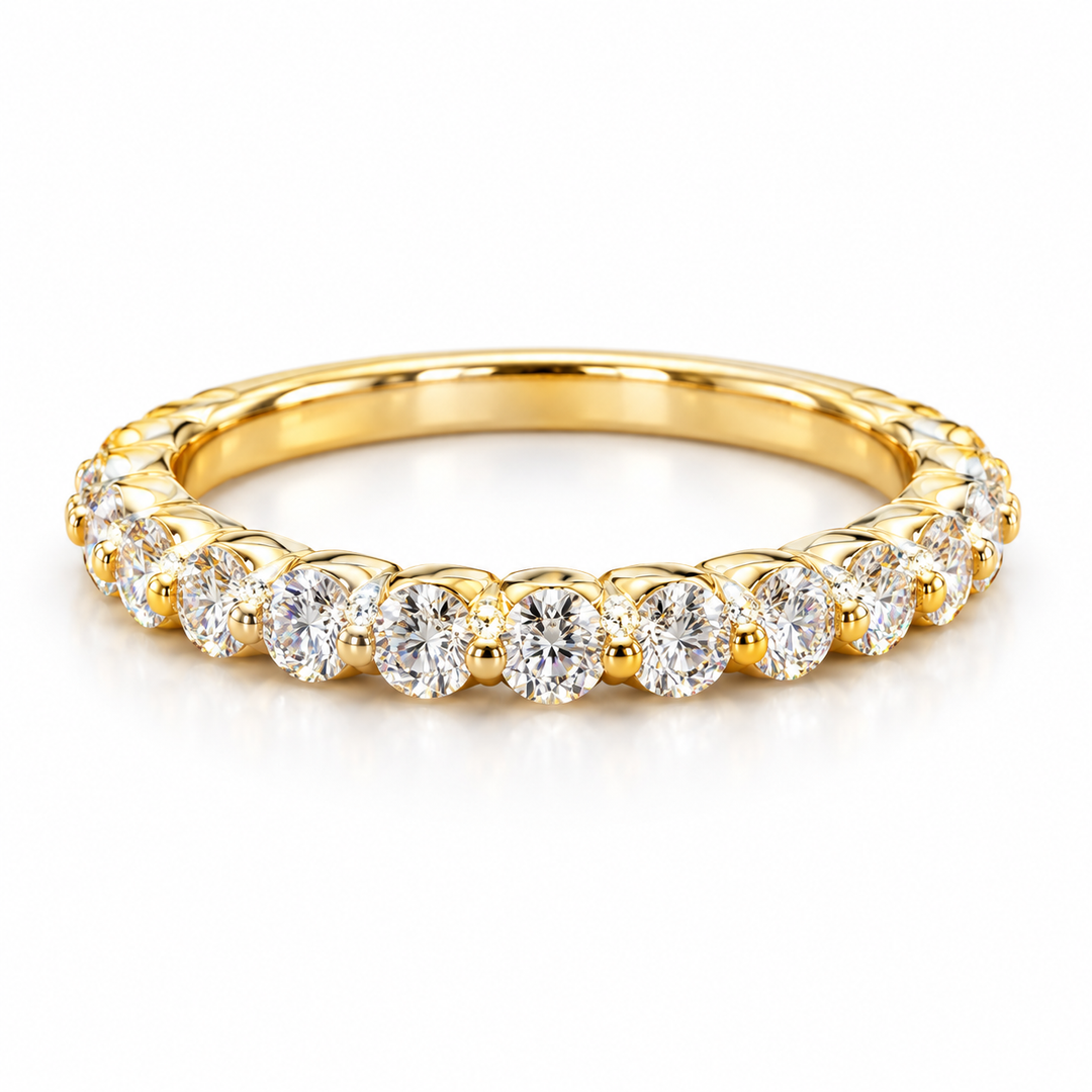 14k Yellow Single prong 0.50ctw Lab Diamond Wedding Band