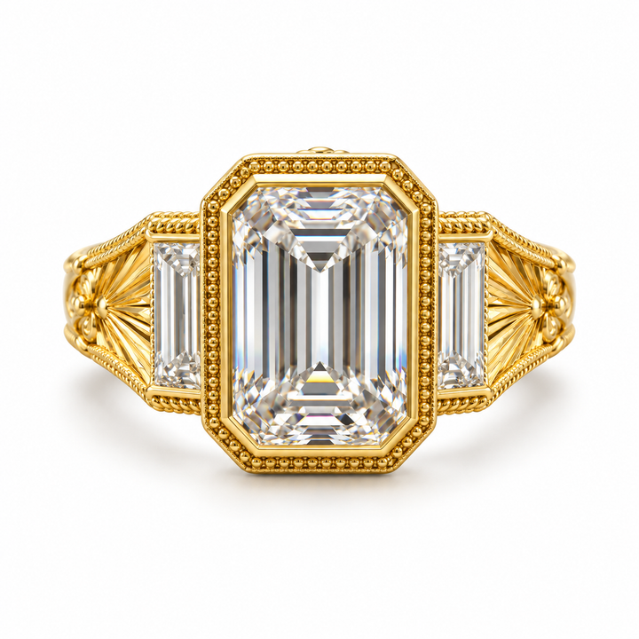 18k Yellow Vintage Inspired Lab Grown Diamond Engagement Ring