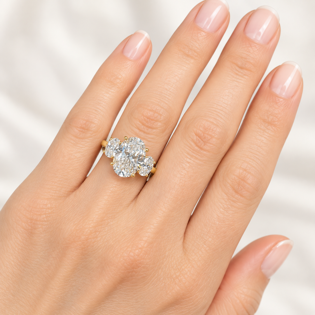 14k Yellow 3 Stone Lab Grown Diamond Engagement Ring