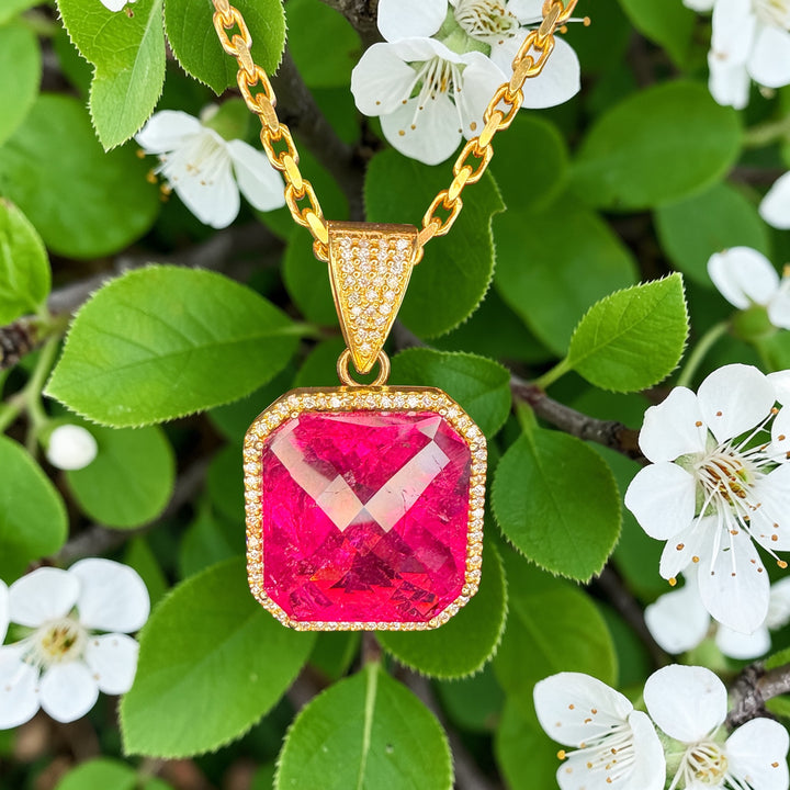 14k Yellow Gold Rubellite Tourmaline Pendant