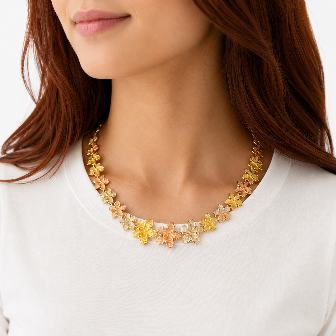 14k Tri-Color Hibiscus Estate Chain