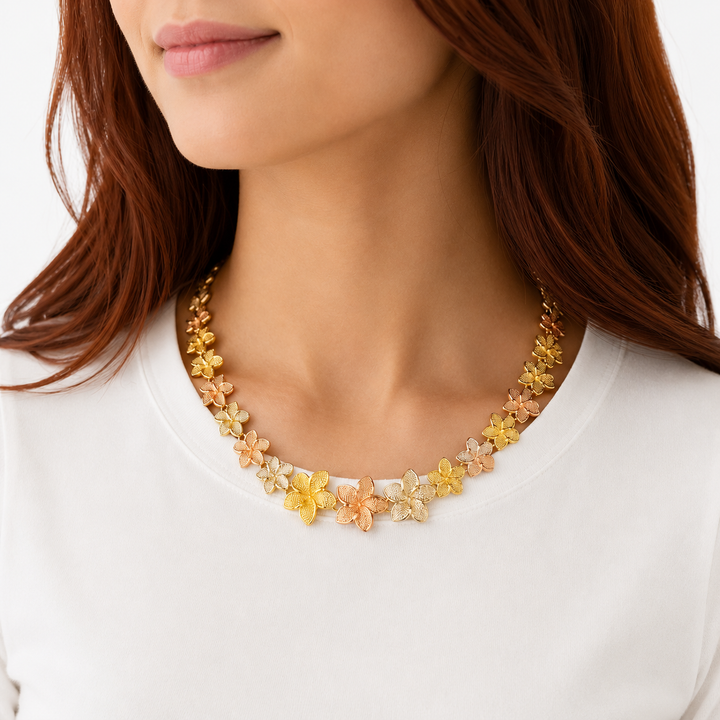 14k Tri-Color Hibiscus Estate Chain