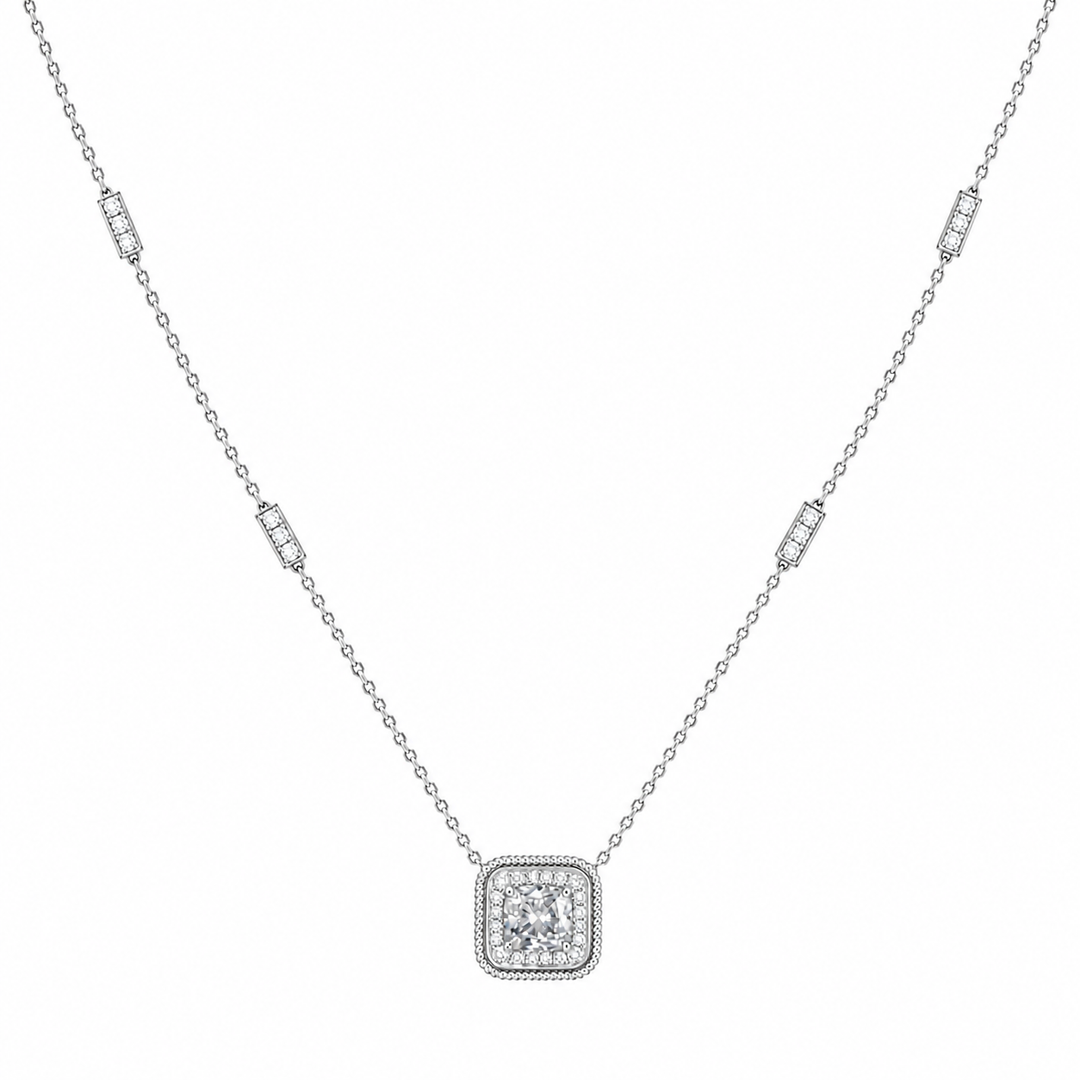 14k White Gold Fancy Link Diamond Necklace