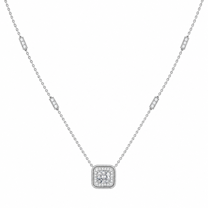 14k White Gold Fancy Link Diamond Necklace