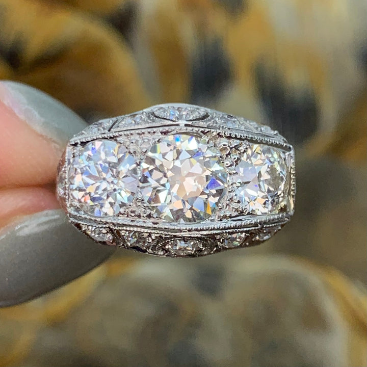 Platinum Antique Diamond Estate Ring