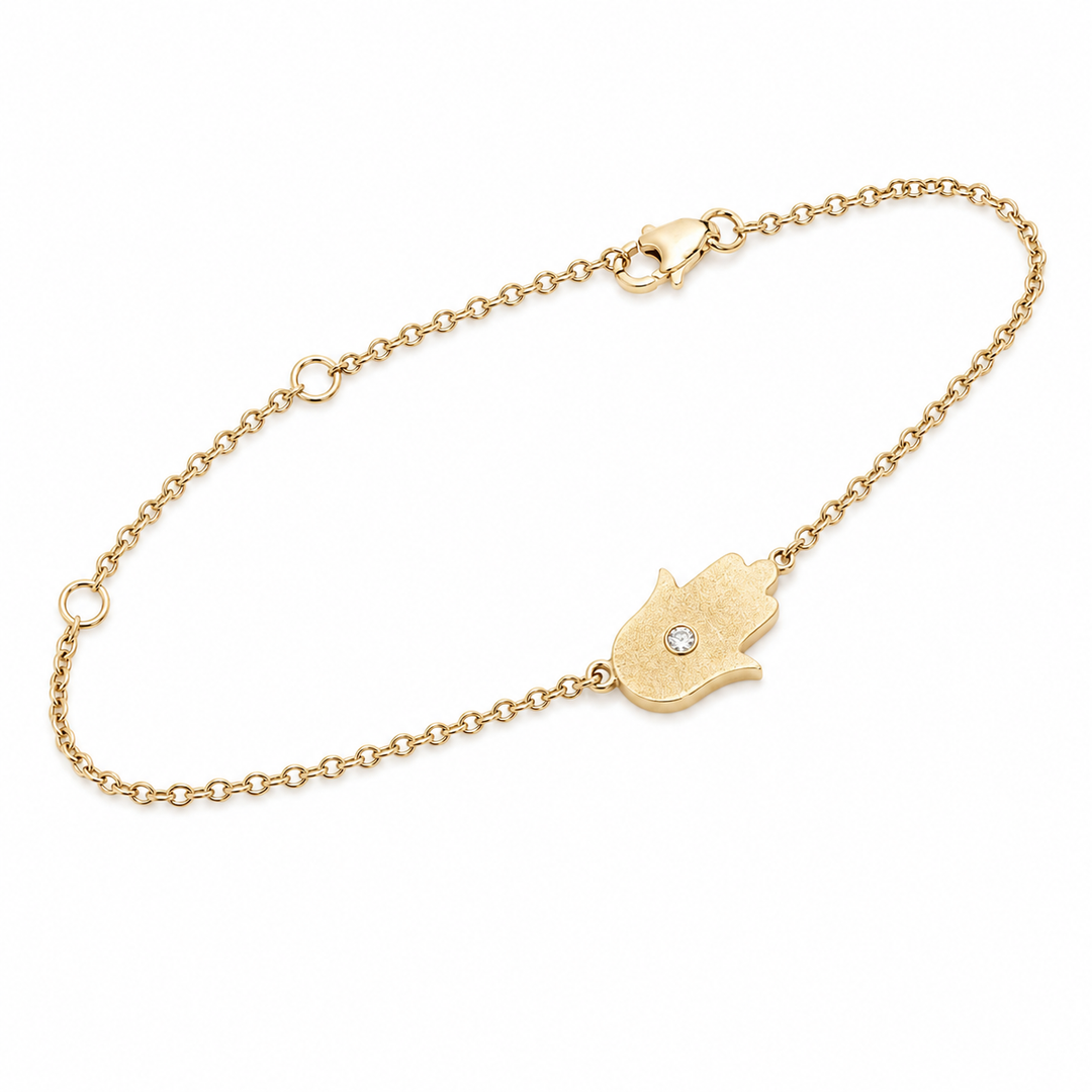 14k Yellow Hand of God Diamond Bracelet