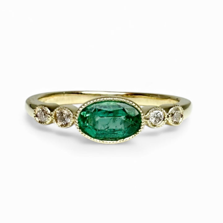 14k Yellow Gold Emerald Estate Ring