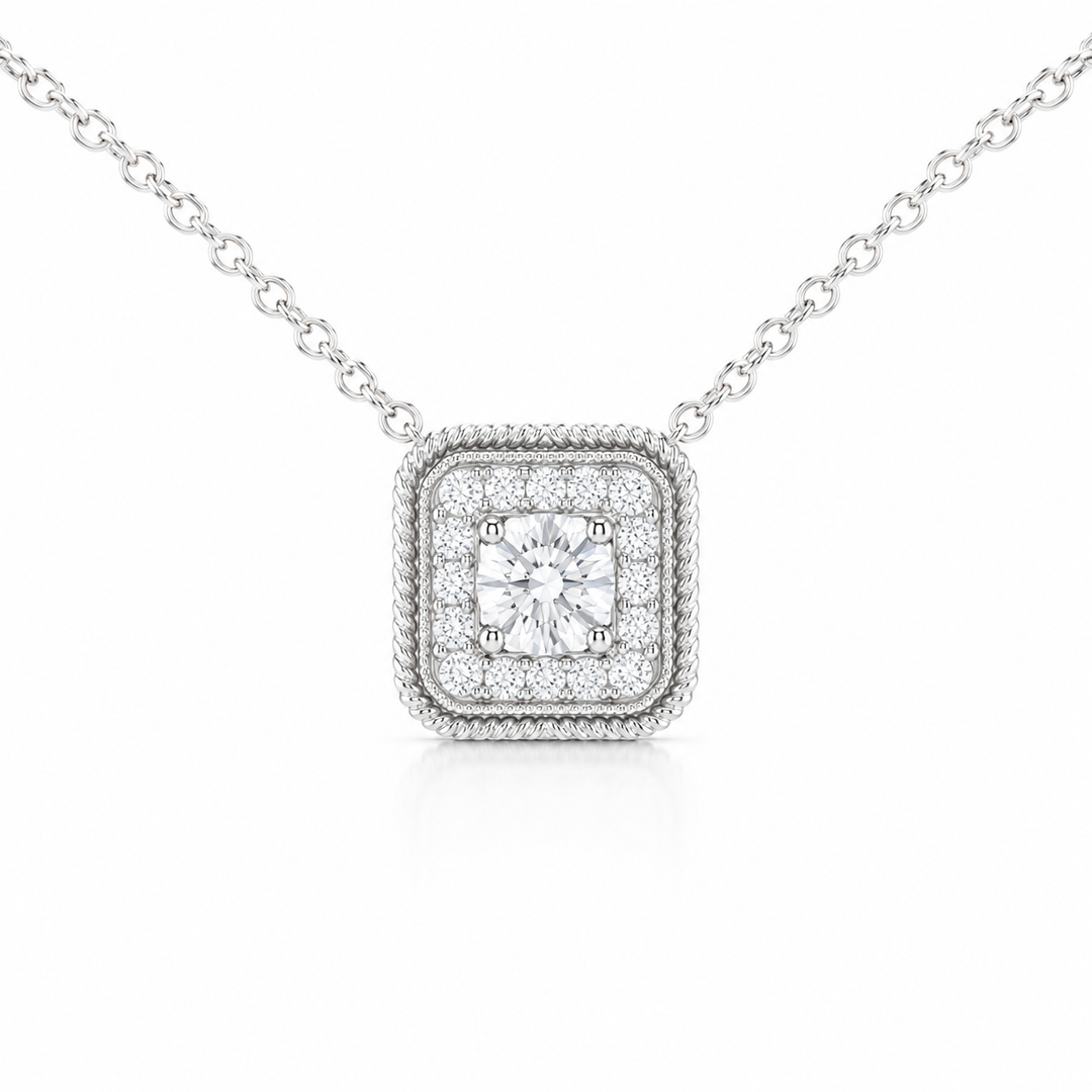 14k White Gold Fancy Link Diamond Necklace