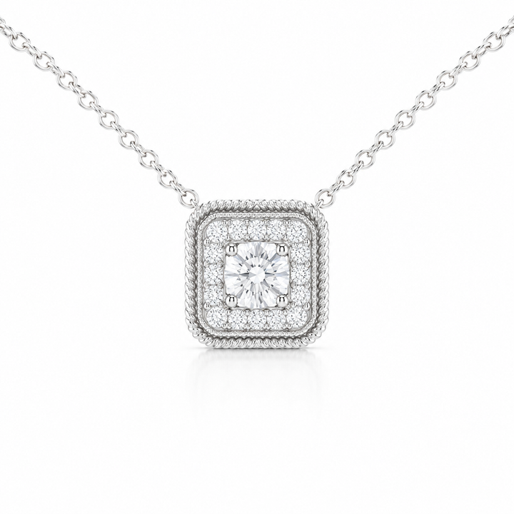 14k White Gold Fancy Link Diamond Necklace