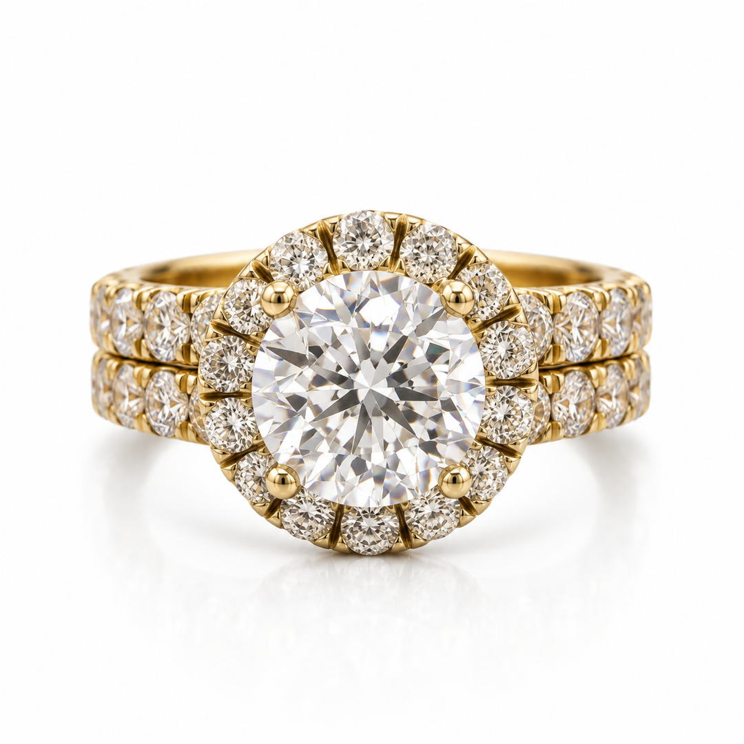 14kt Yellow Halo Engagement Ring Mounting