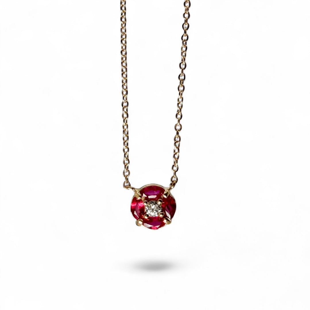 14k Yellow Gold Diamond Ruby Necklace